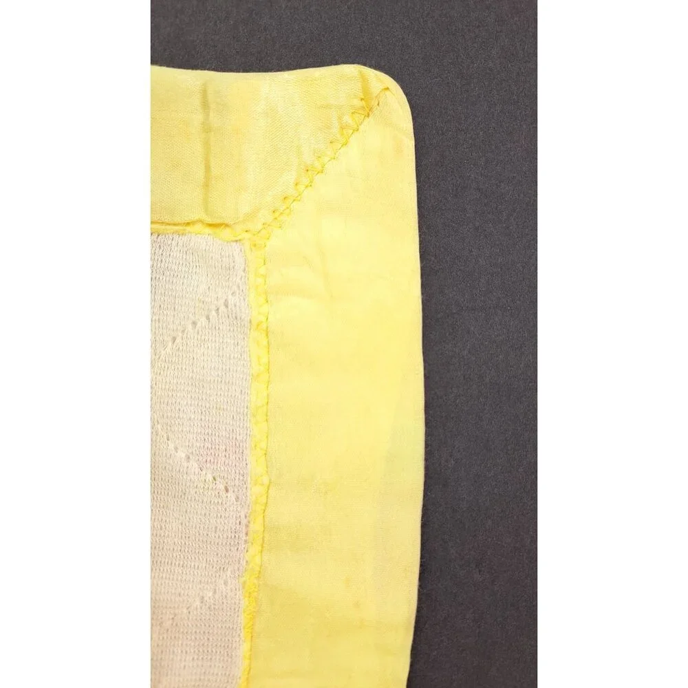 Vintage Patchwork Print Baby Quilt Child Yellow Little Lil Shavers 1970 Satin - Picture 7 of 13